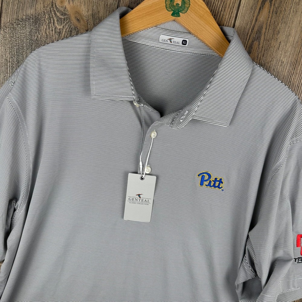 Genteal Pittsburgh Pitt Panthers Club Pinstripe Performance Polo Charcoal XL NEW